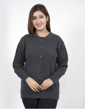 Women pure wool sweater light weight dark grey